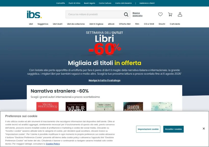 Schermata della pagina offerta di IBS