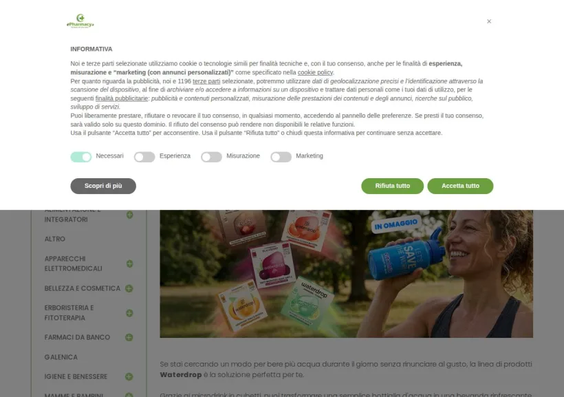 Schermata della pagina offerta di ePharmacy