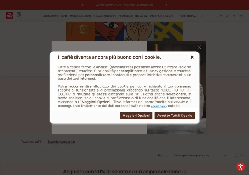 Schermata della pagina offerta di Illy