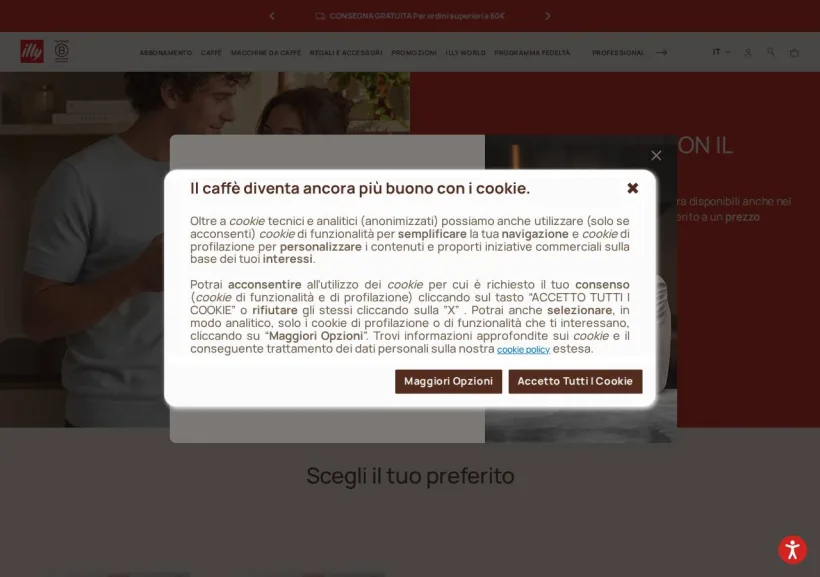 Schermata della pagina offerta di Illy