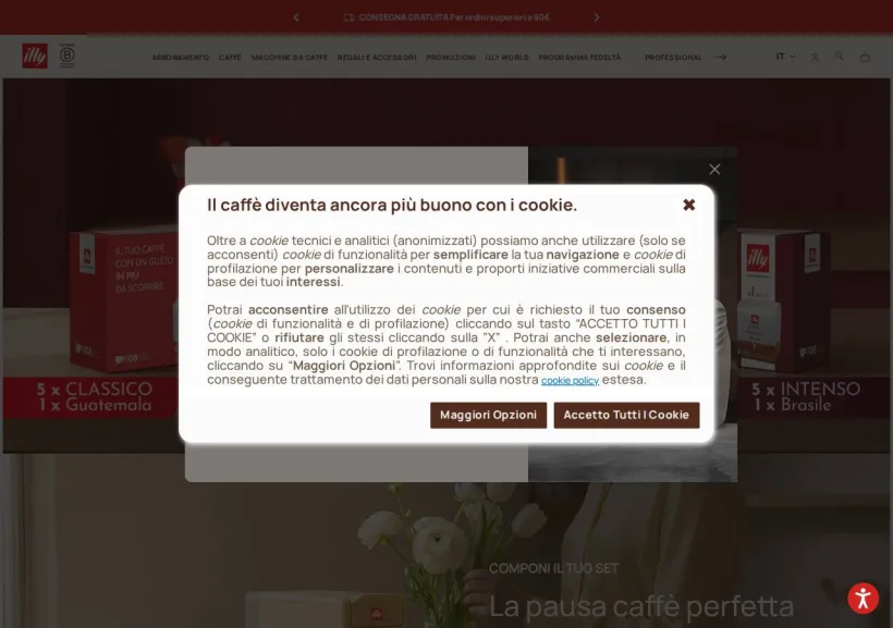 Schermata della pagina offerta di Illy