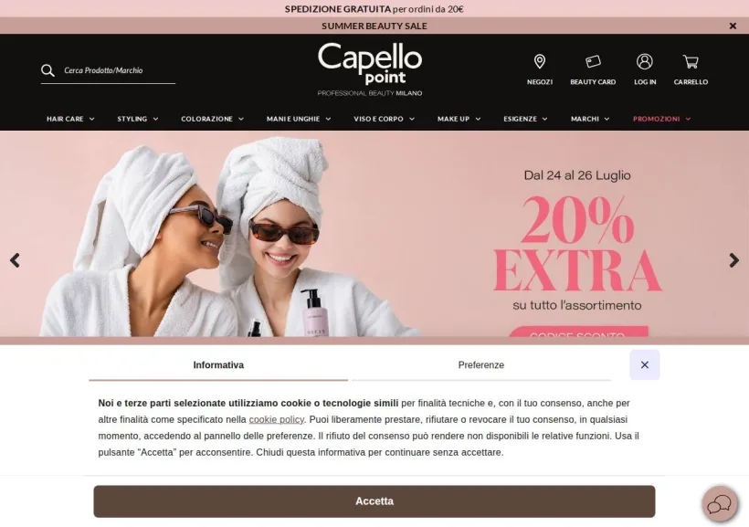 Schermata della pagina offerta di Capellopoint 