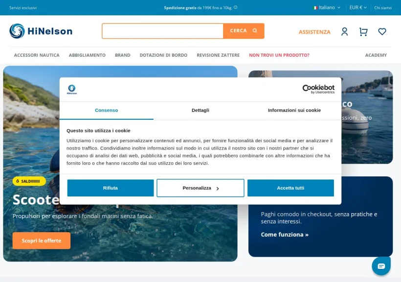 Schermata della pagina offerta di HiNelson