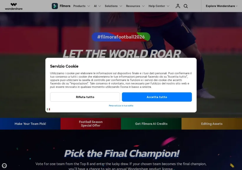 Schermata della pagina offerta di Wondershare