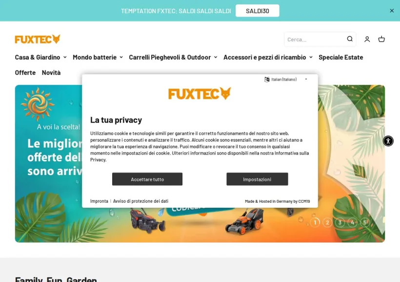 Schermata della pagina offerta di FUXTEC