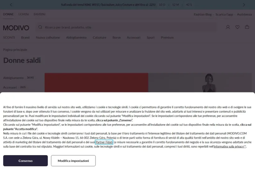 Schermata della pagina offerta di Modivo