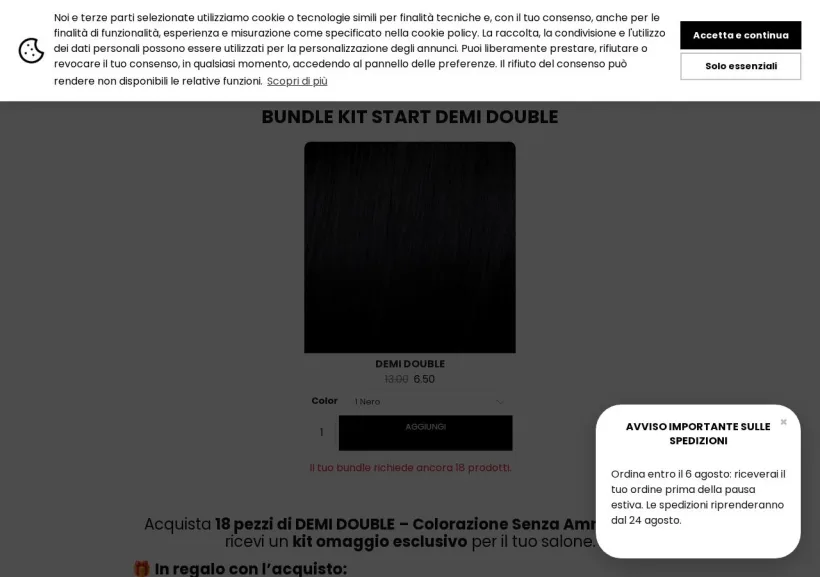 Schermata della pagina offerta di Mood