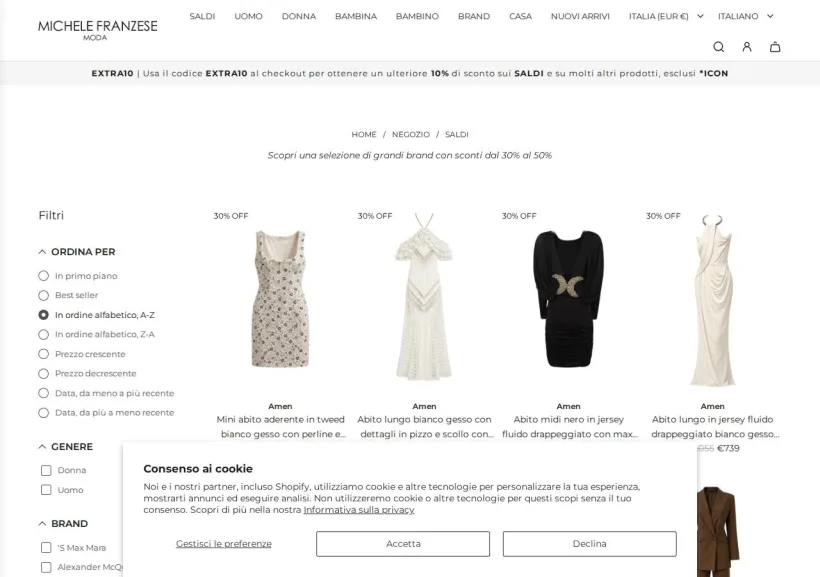 Schermata della pagina offerta di Michele Franzese