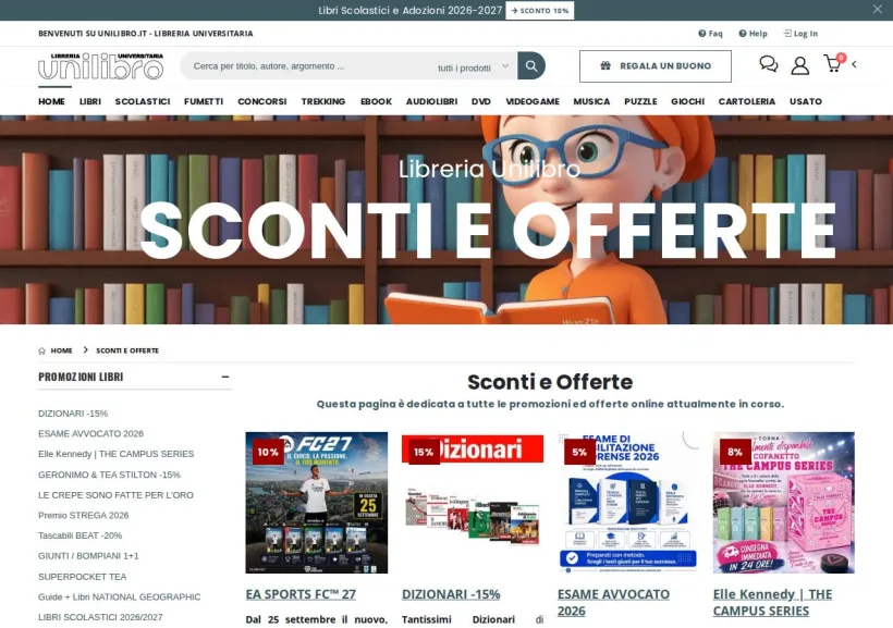 Schermata della pagina offerta di Unilibro