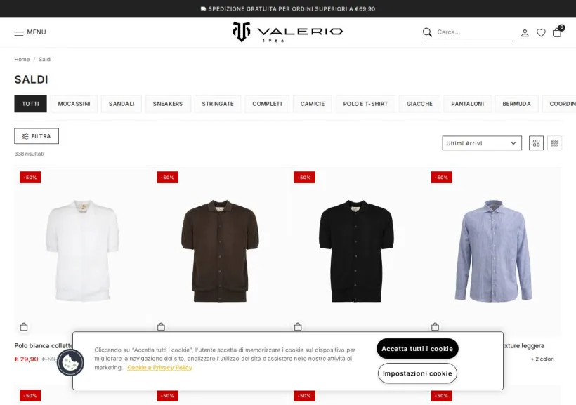 Schermata della pagina offerta di Valerio 1966
