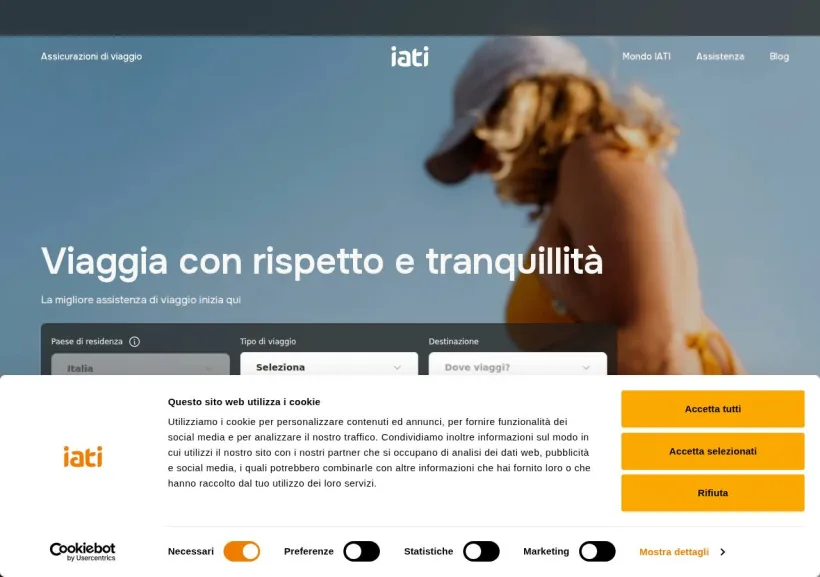 Schermata della pagina offerta di IATI