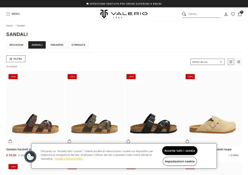 Schermata della pagina offerta di Valerio 1966