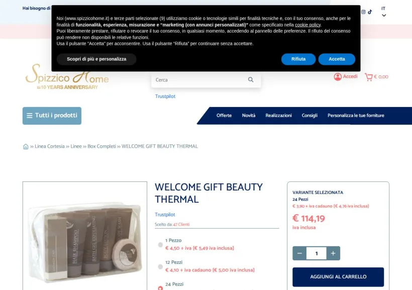 Schermata della pagina offerta di Spizzico Home