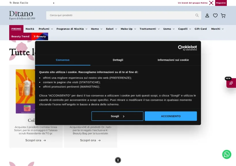 Schermata della pagina offerta di Ditano Profumeria