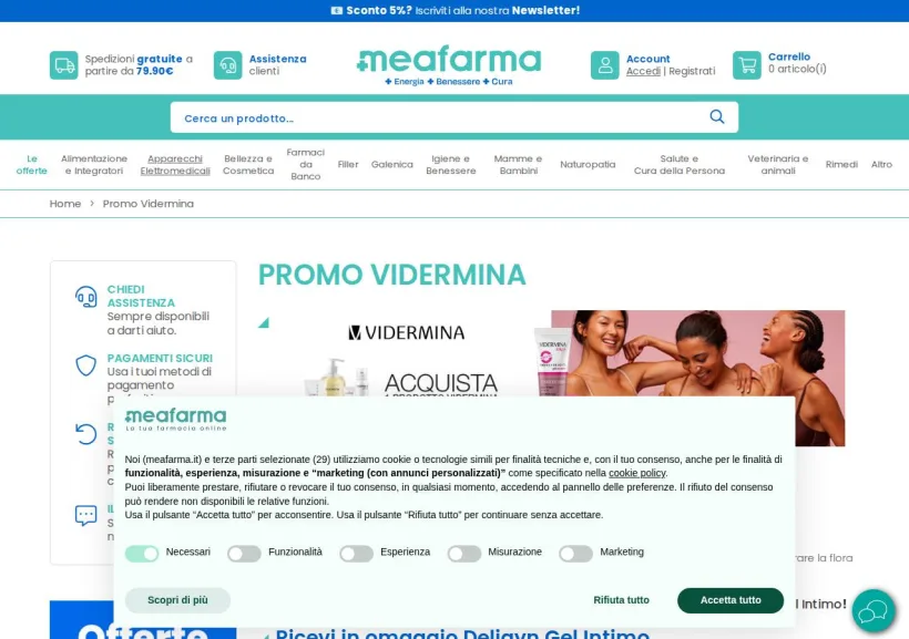Schermata della pagina offerta di MeaFarma