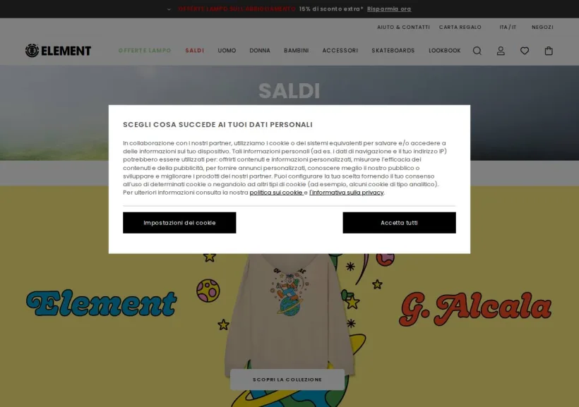 Schermata della pagina offerta di Element
