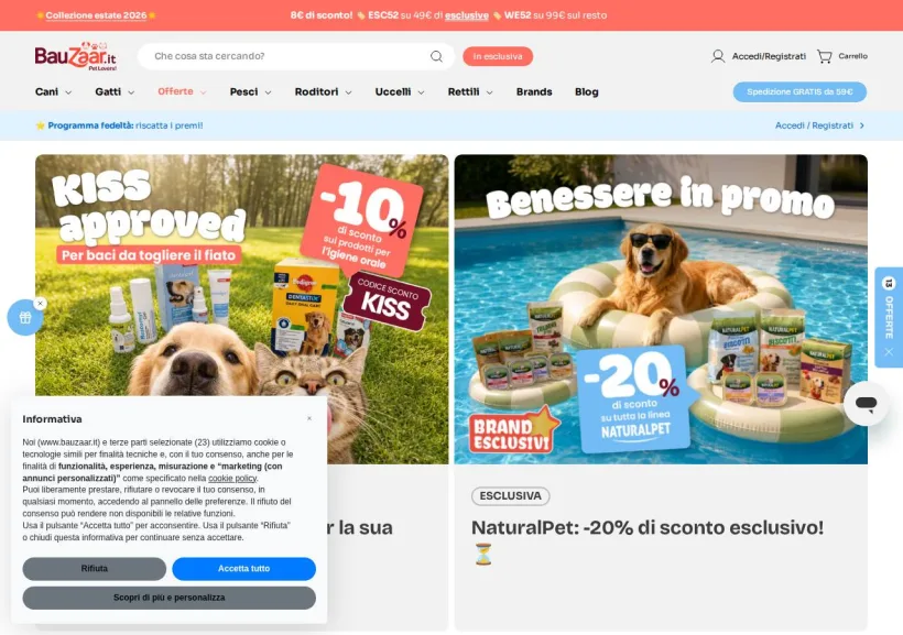Schermata della pagina offerta di Bauzaar