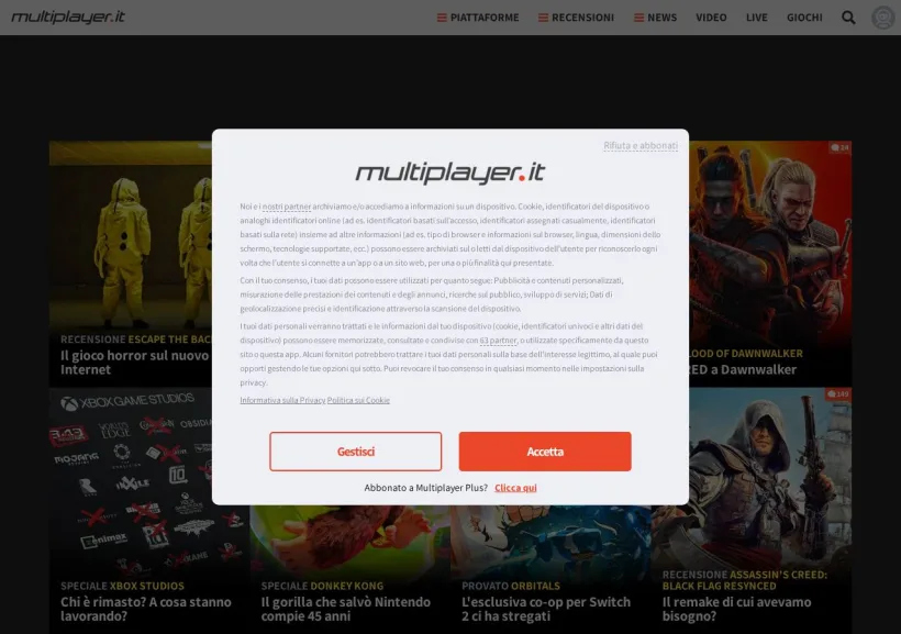 Schermata della pagina offerta di MultiPlayer