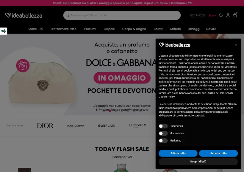 Schermata della pagina offerta di Ideabellezza