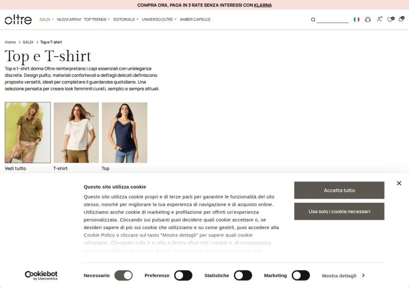 Schermata della pagina offerta di Oltre