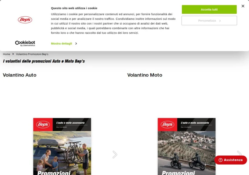 Schermata della pagina offerta di Bep's
