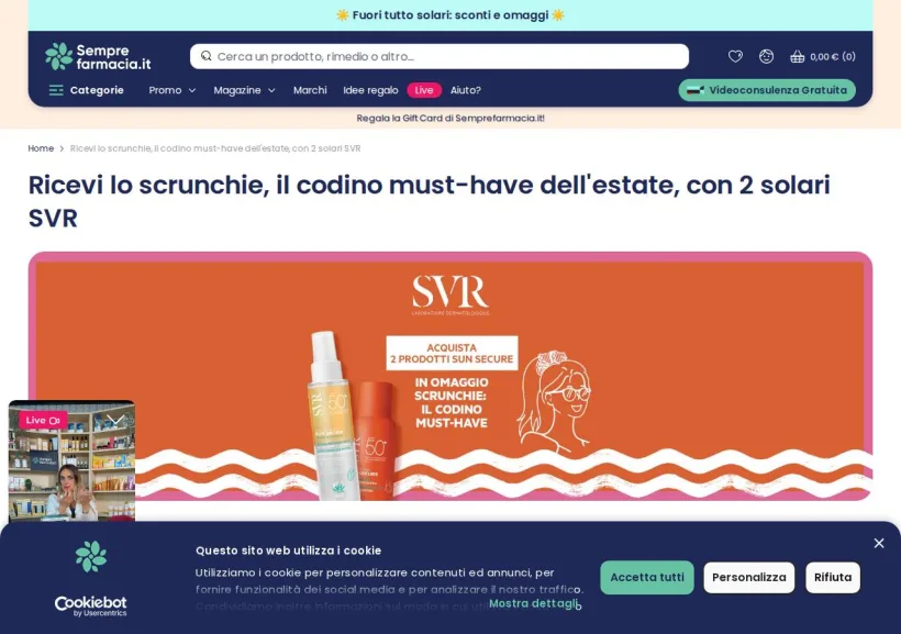 Schermata della pagina offerta di Semprefarmacia