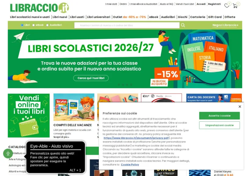 Schermata della pagina offerta di Libraccio