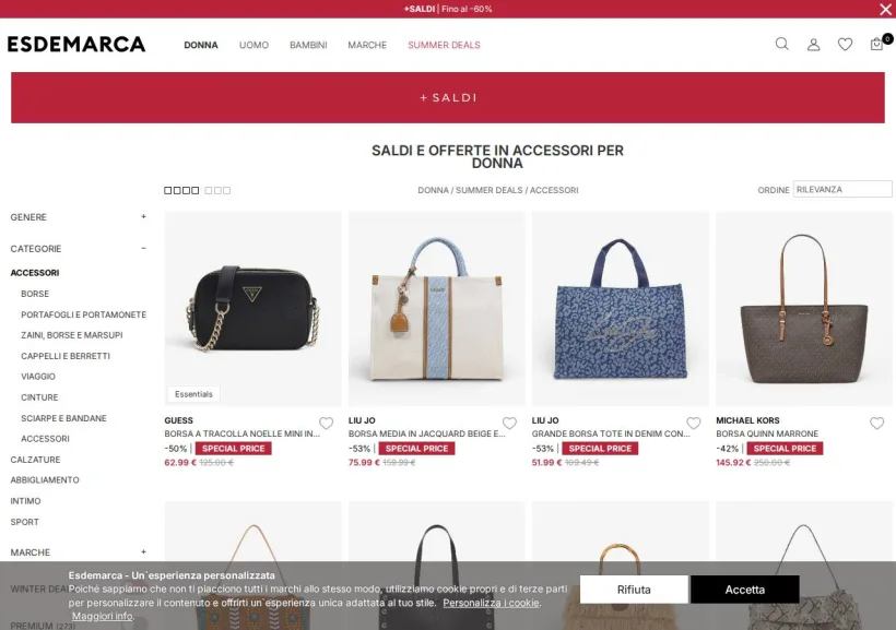 Schermata della pagina offerta di Esdemarca