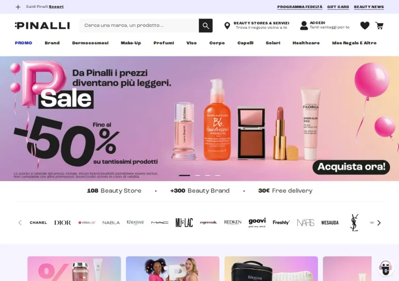 Schermata della pagina offerta di Pinalli 
