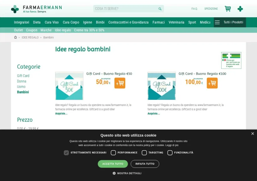 Schermata della pagina offerta di FarmaErmann