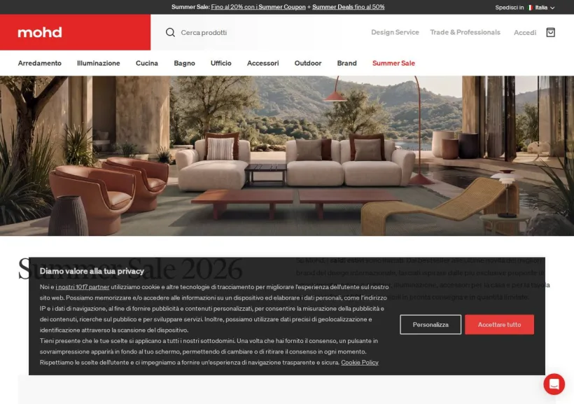 Schermata della pagina offerta di MOHD