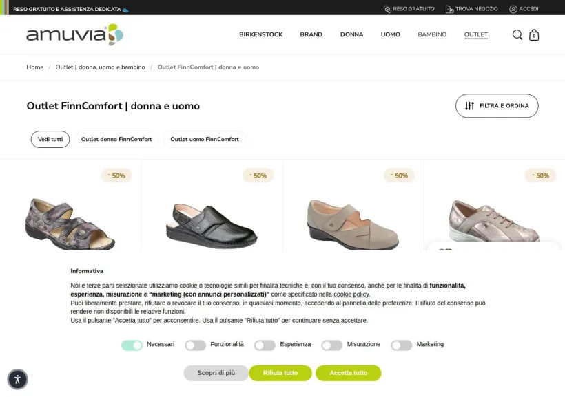 Schermata della pagina offerta di Amuvia