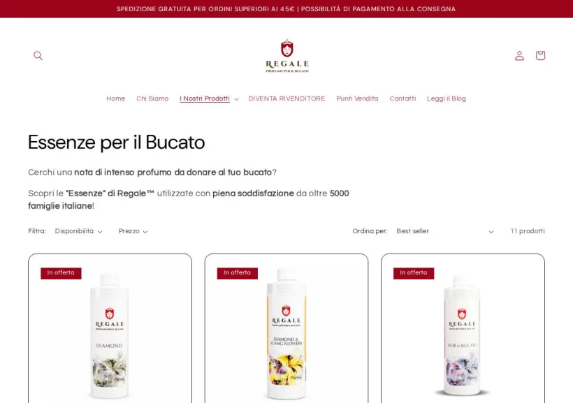 Schermata della pagina offerta di Essenza regale