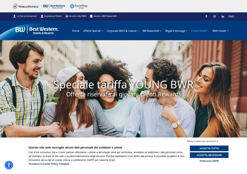 Schermata della pagina offerta di Best Western