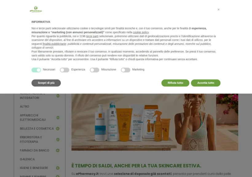 Schermata della pagina offerta di ePharmacy