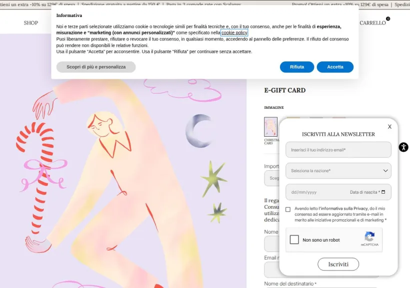 Schermata della pagina offerta di Dixie