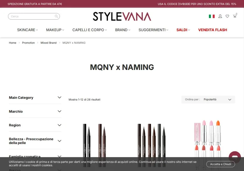 Schermata della pagina offerta di Stylevana