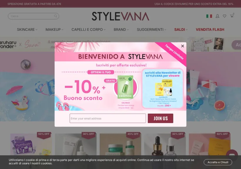 Schermata della pagina offerta di Stylevana