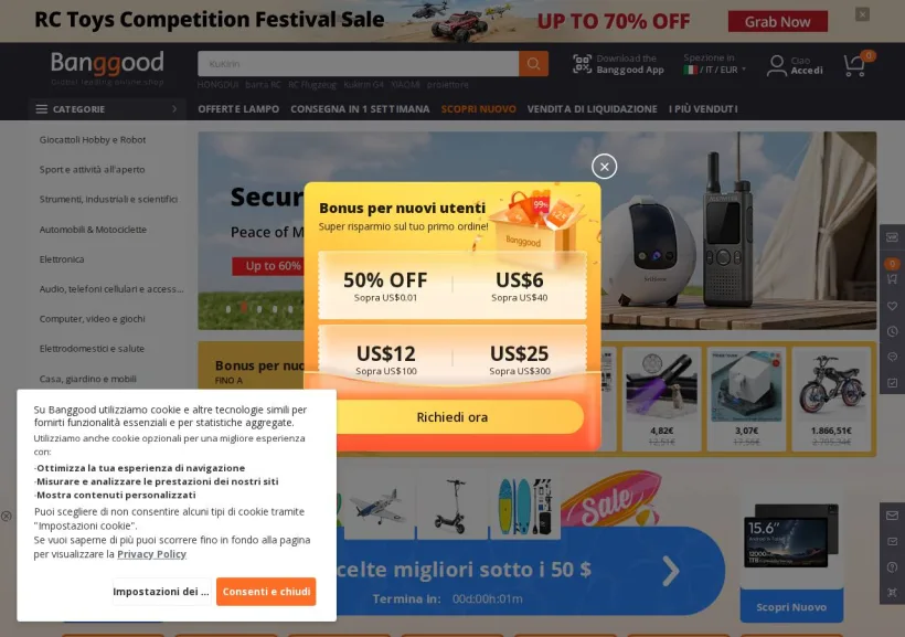 Schermata della pagina offerta di Banggood