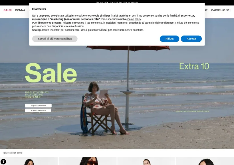 Schermata della pagina offerta di Imperial Fashion