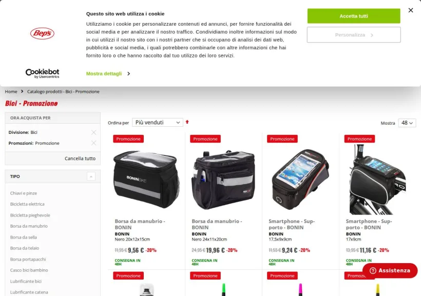 Schermata della pagina offerta di Bep's