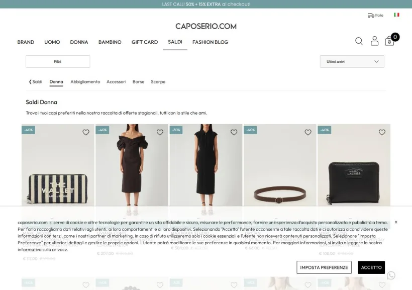 Schermata della pagina offerta di Capo Serio
