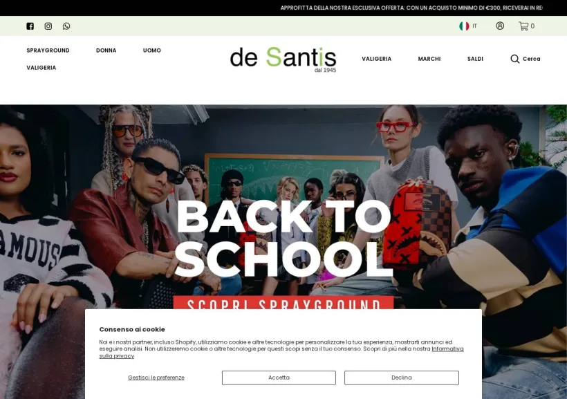 Schermata della pagina offerta di De Santis