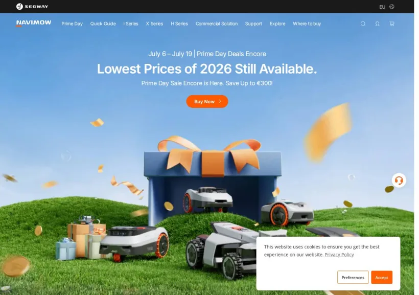 Schermata della pagina offerta di Navimow