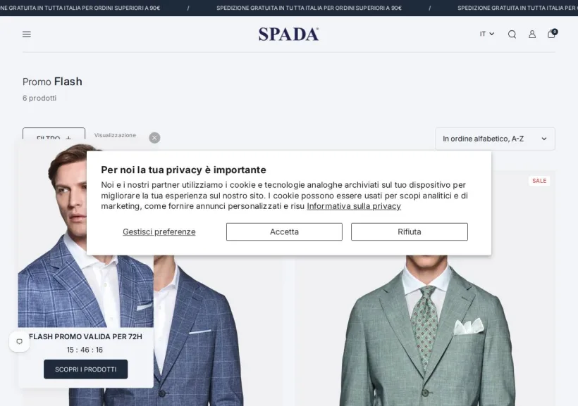 Schermata della pagina offerta di Spada Roma
