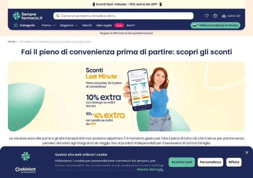 Schermata della pagina offerta di Semprefarmacia