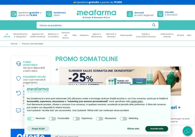 Schermata della pagina offerta di MeaFarma