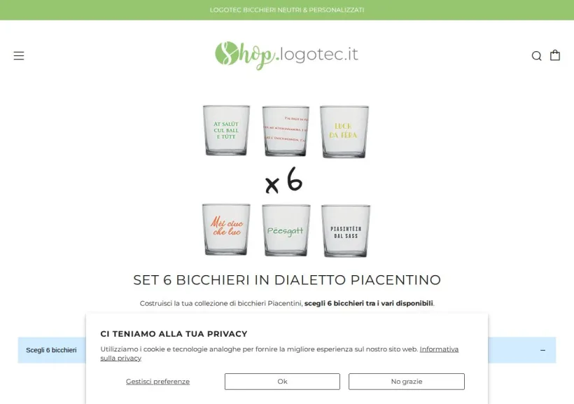 Schermata della pagina offerta di Shop Logotec