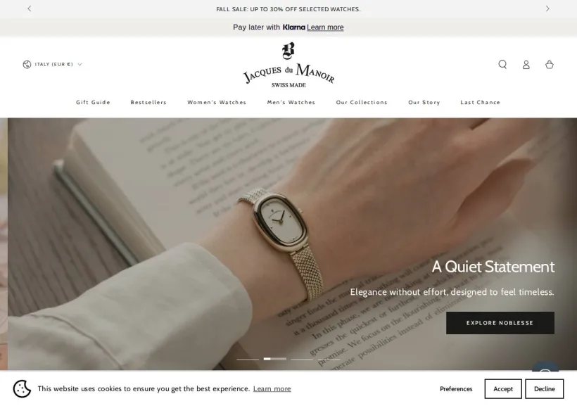 Schermata della pagina offerta di Jacques du Manoir