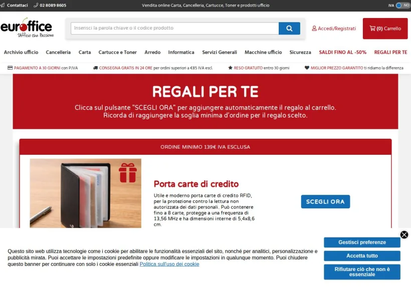 Schermata della pagina offerta di Euroffice